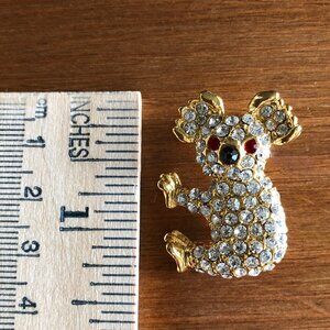 SALE 2/$29 - Adorable Crystal Koala Brooch with Gold Toned Body